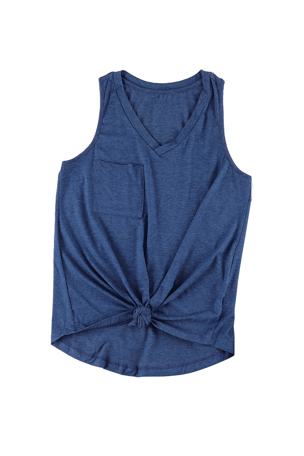 Casual V Neck Racerback Tank Top With Pocket