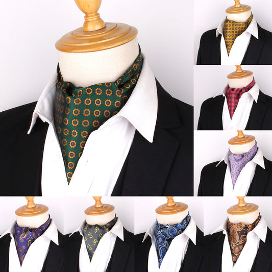 Men's Scarf Silk Floral Collar Mouth Napkin