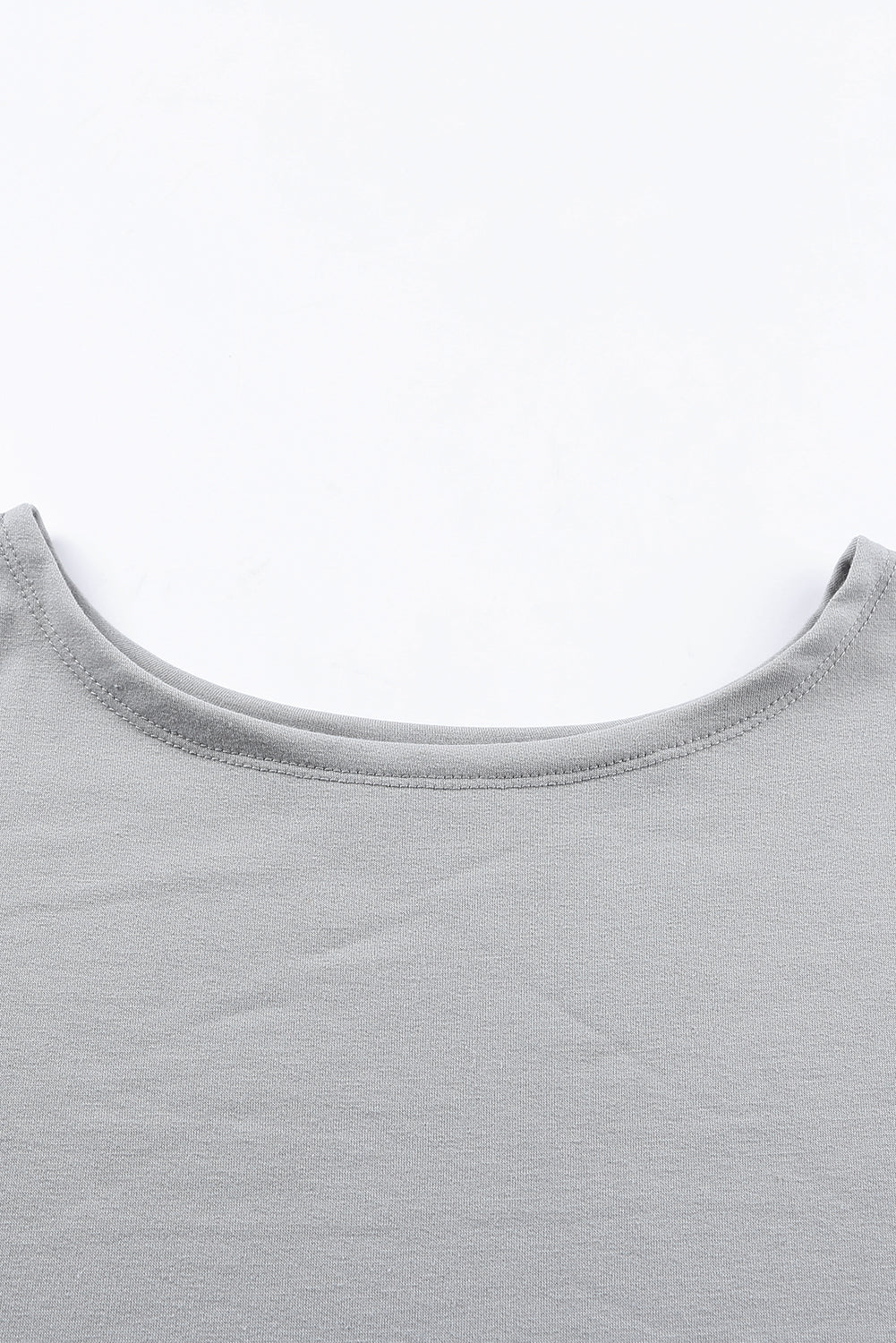 Grey Plain Drop Shoulder Pullover Long Sleeve Boat Neck Top