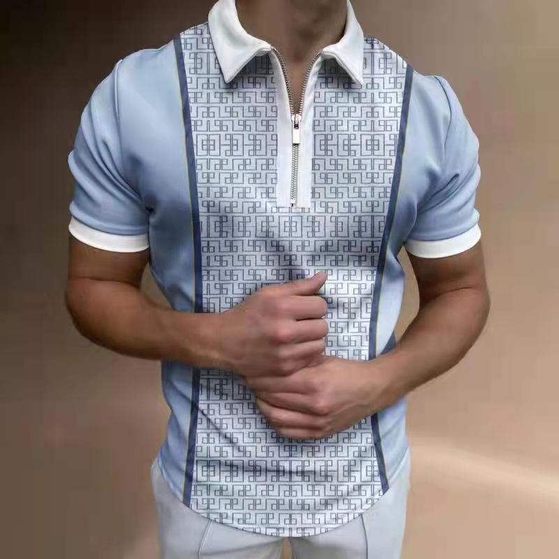 Men's  Polo Shirt Fashion Casual Zipper Lapel Top
