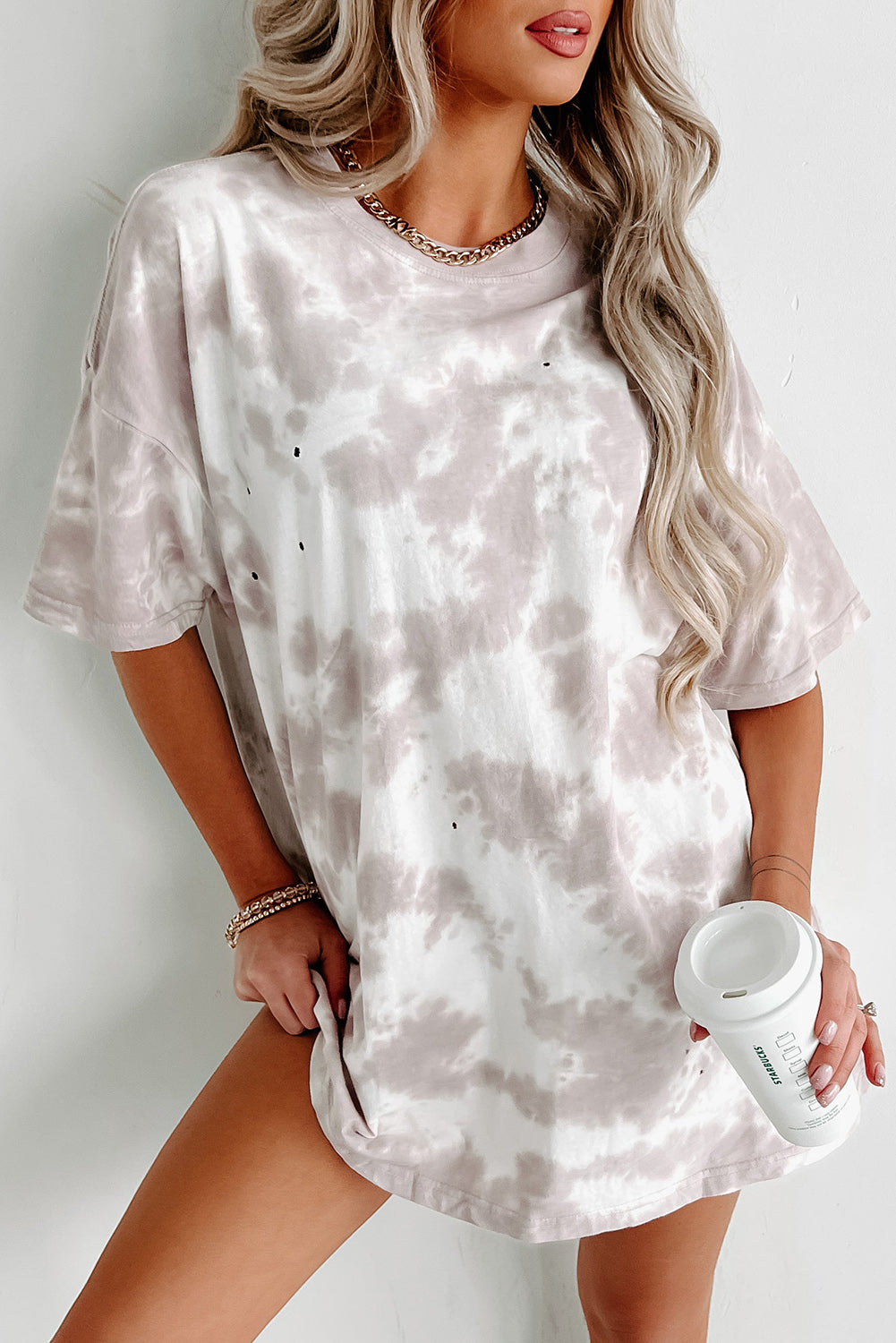 Multicolor Tie Dye Casual Short Sleeve T Shirt Dress