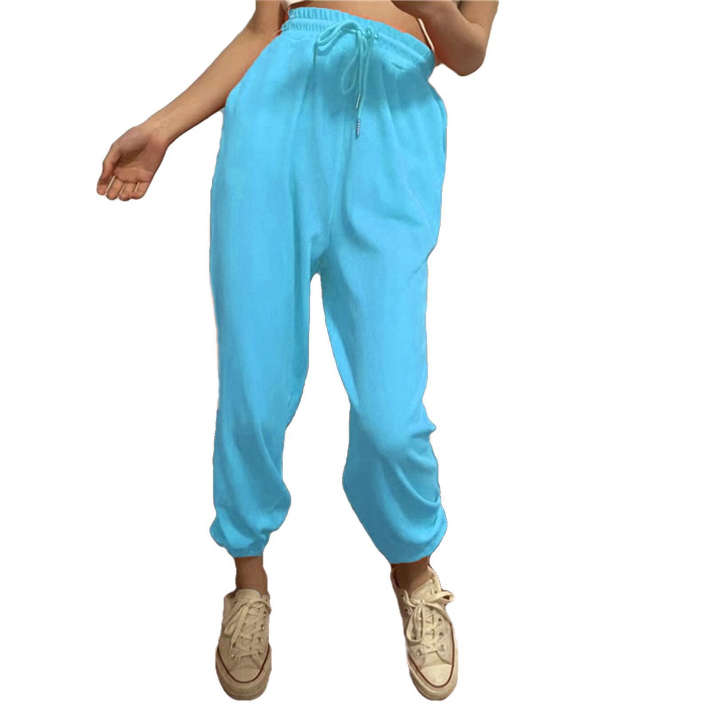 Women's Fashion Solid Color Ankle Banded Pants