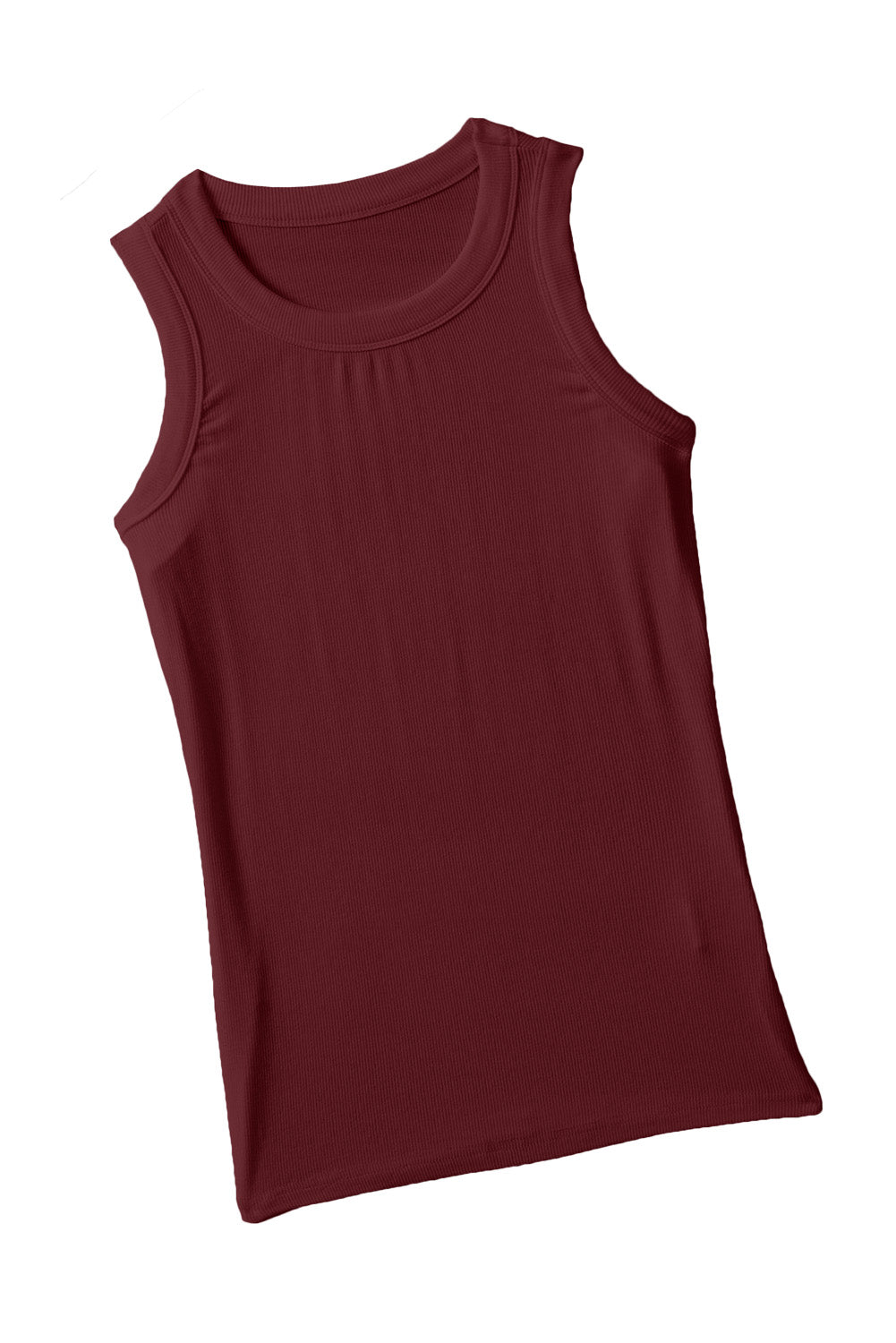 Apricot Plain Solid Color Basic Ribbed Knit Slim Fit Tank Top