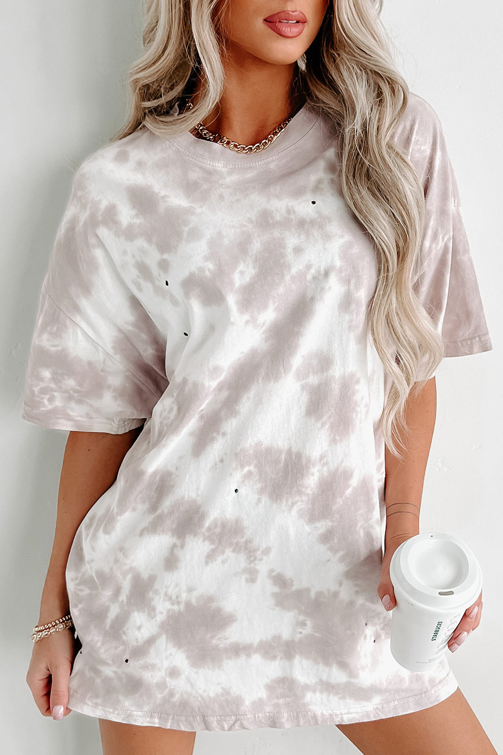 Multicolor Tie Dye Casual Short Sleeve T Shirt Dress