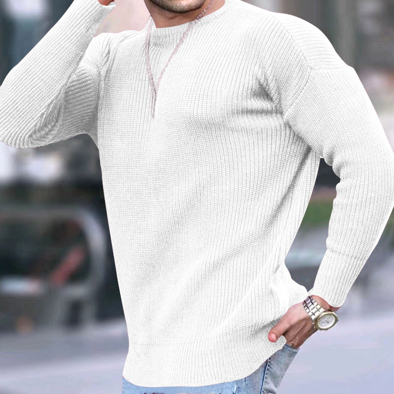 European And American Men's New Fashion Plain Knitted Casual Top
