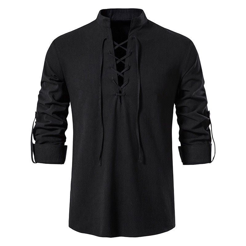 Men's Long Sleeve Casual Stand Collar Shirt