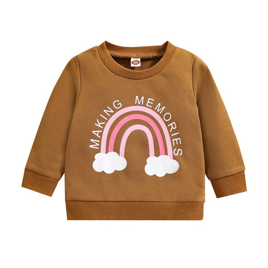 Infant Kids Baby Girls1-6T Tops Clothes Long Sleeve Rainbow Print Clothes Hoodie Sweatershirts Spring Autumn Outfits