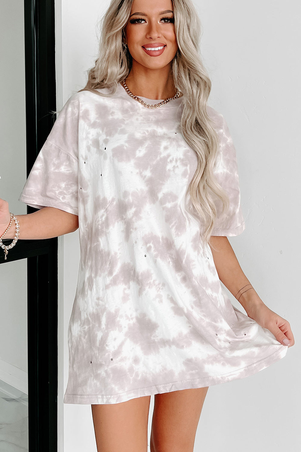 Multicolor Tie Dye Casual Short Sleeve T Shirt Dress