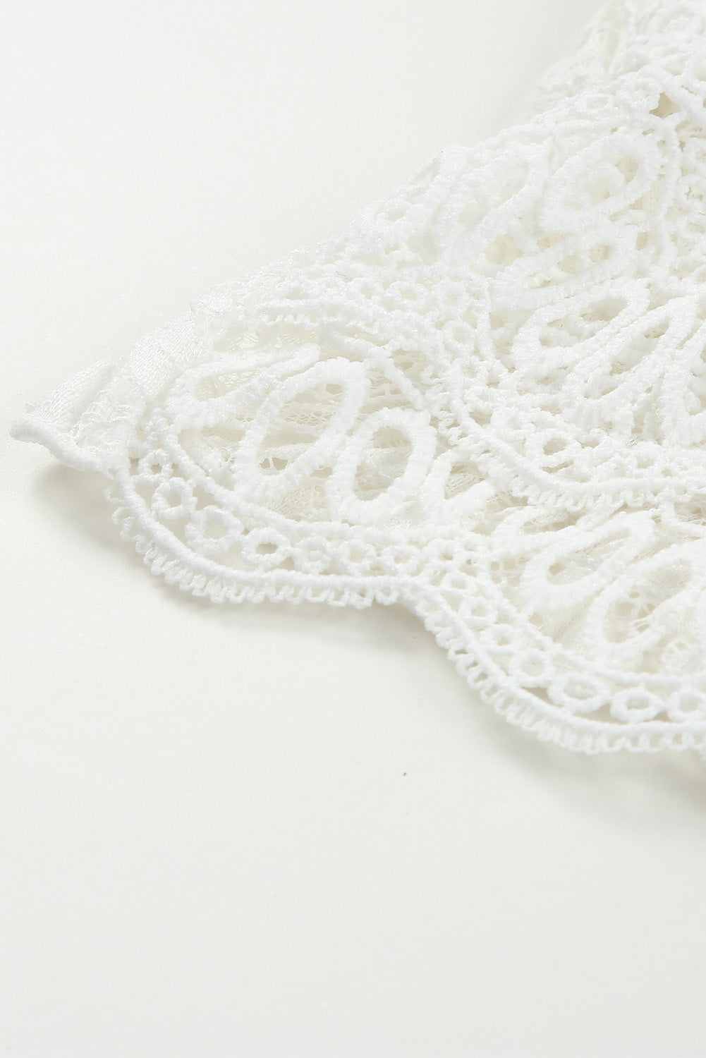 White Lace Crochet Smocked Cropped Camisole Top