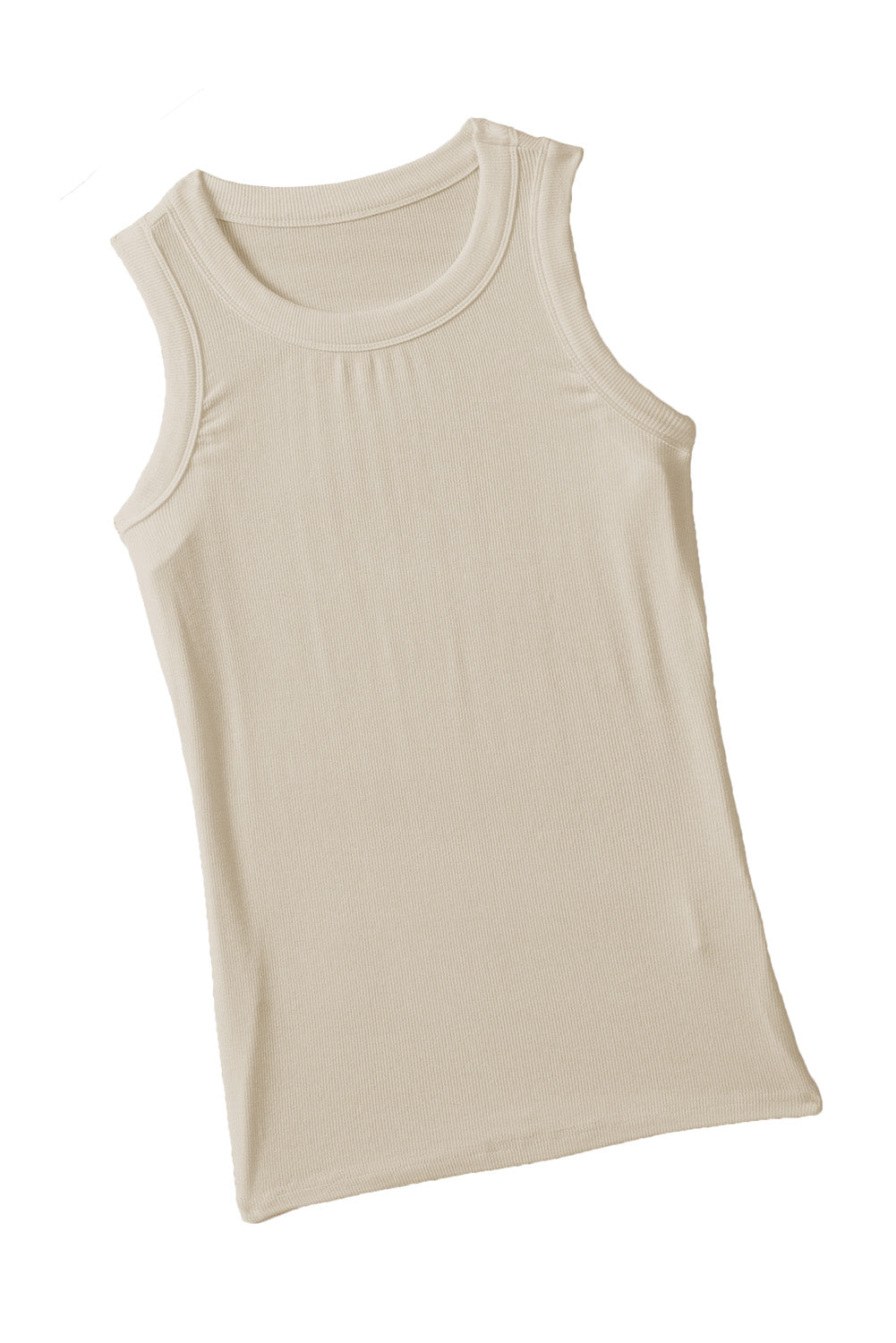 Apricot Plain Solid Color Basic Ribbed Knit Slim Fit Tank Top