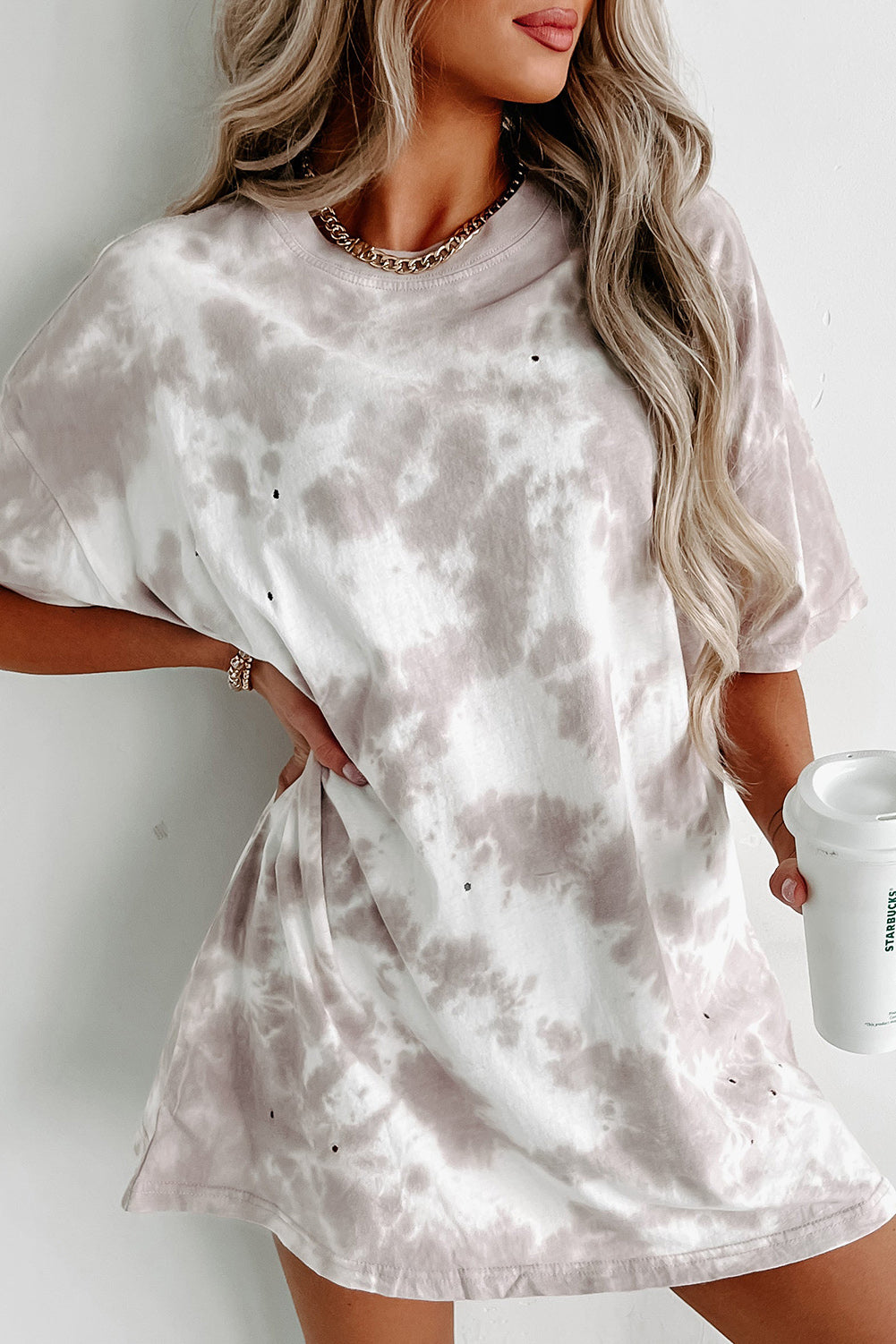 Multicolor Tie Dye Casual Short Sleeve T Shirt Dress