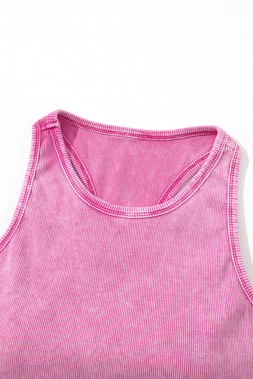 Purple Ribbed Mineral Wash Racerback Cropped Tank Top