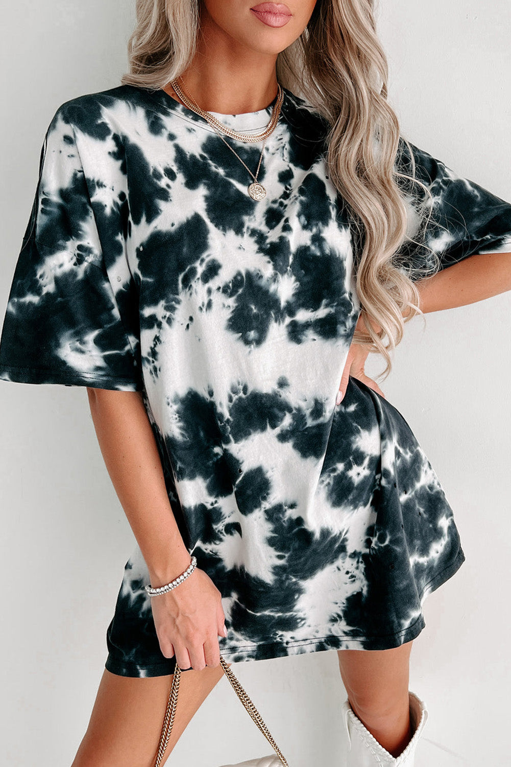 Multicolor Tie Dye Casual Short Sleeve T Shirt Dress