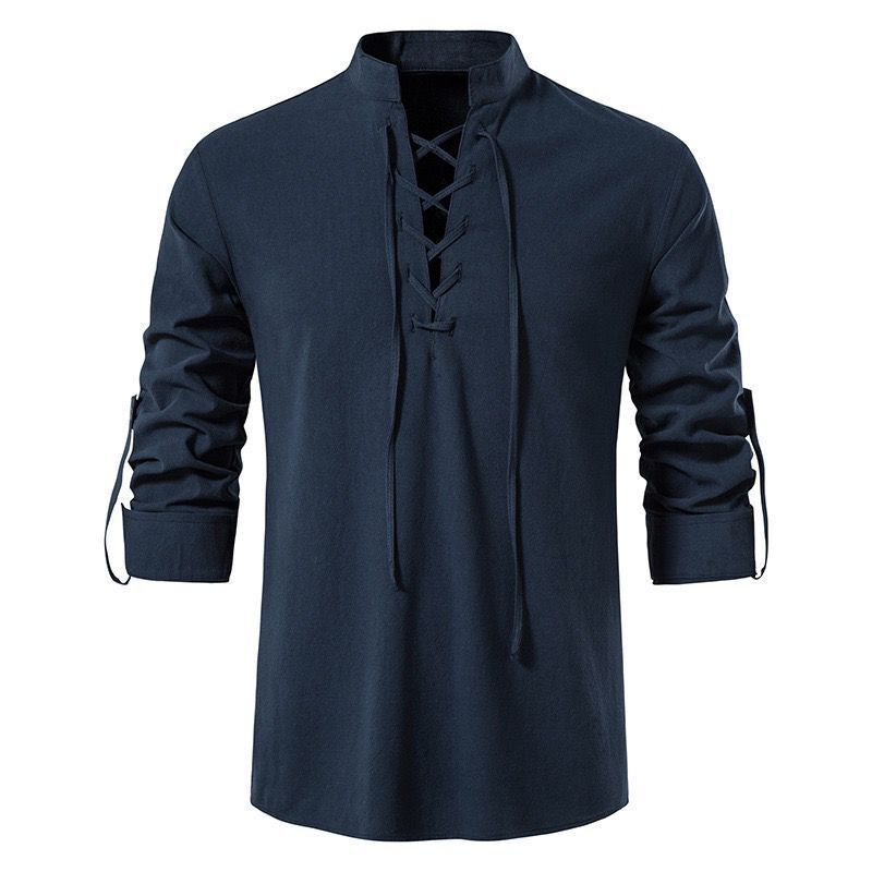 Men's Long Sleeve Casual Stand Collar Shirt
