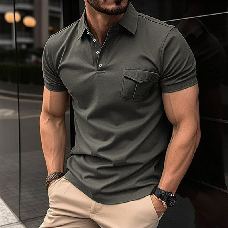 Men's Slim-fit Pocket Short-sleeved Sweater