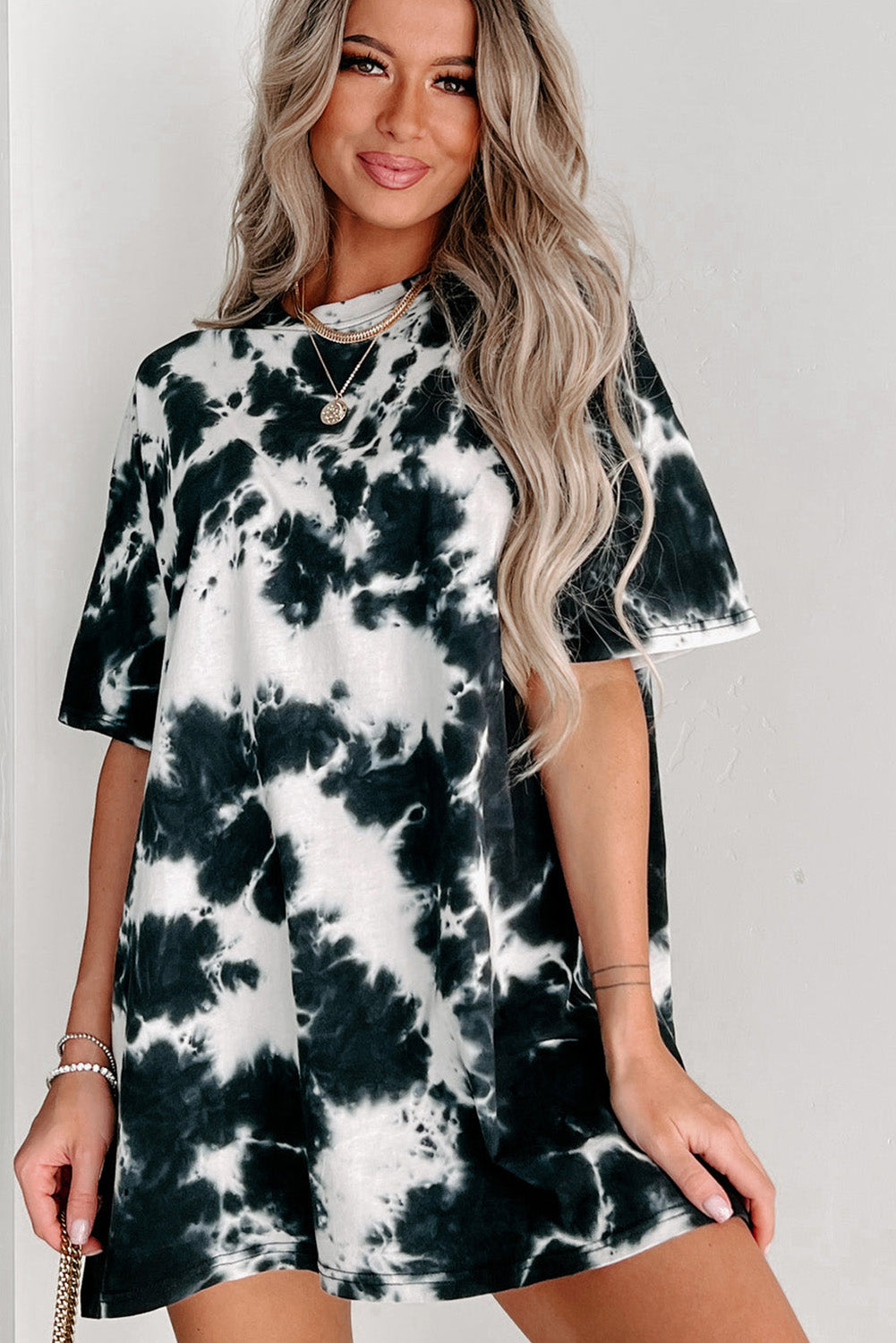 Multicolor Tie Dye Casual Short Sleeve T Shirt Dress