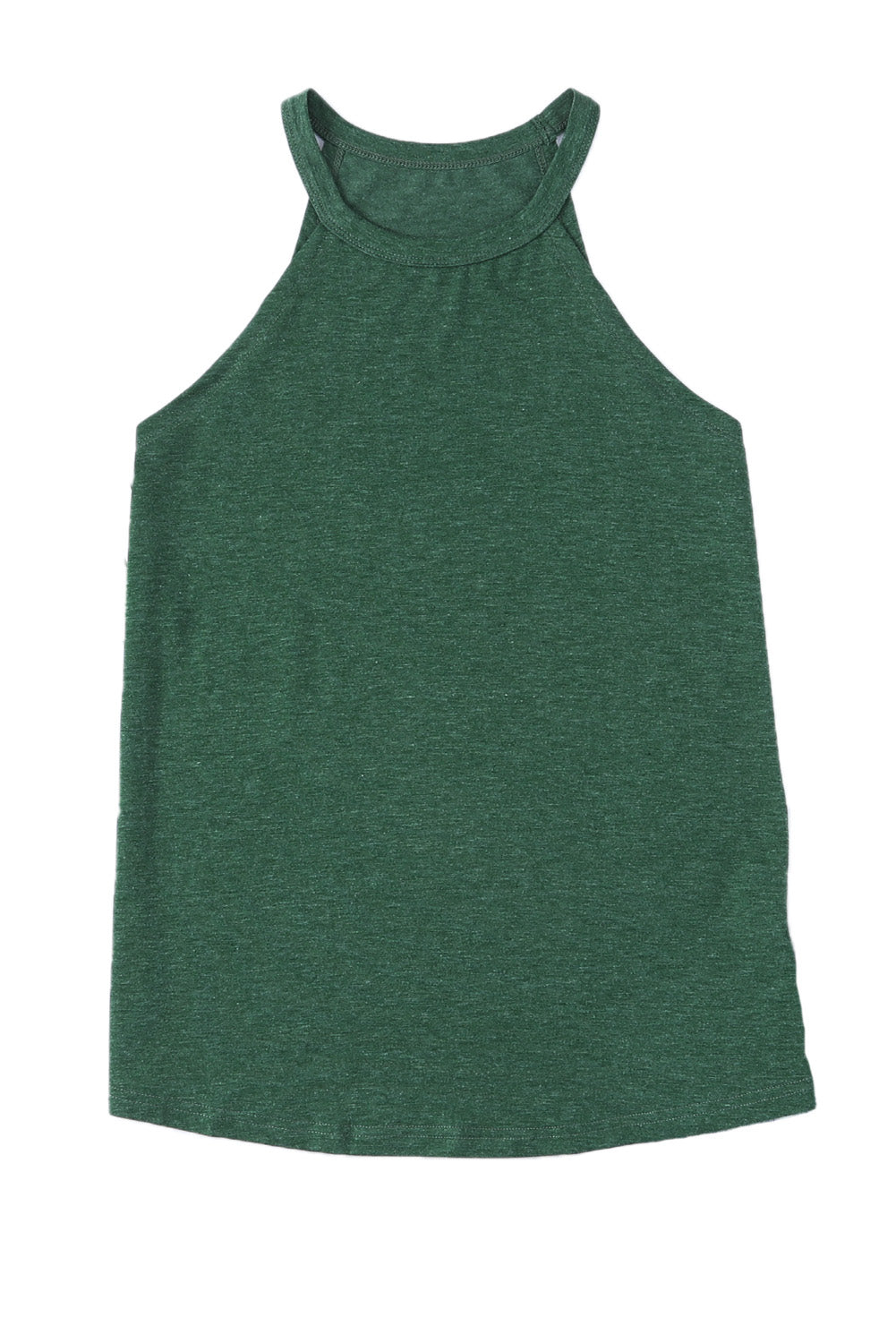 Brown Solid Color Crew Neck Tank Top