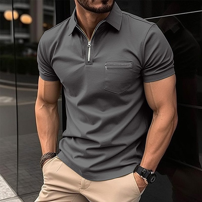 Men's Sports Polo Shirt With Zipper Pocket