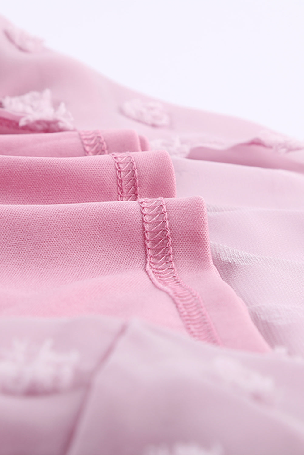 Light Pink Swiss Dot Short Sleeve Summer Top for Women