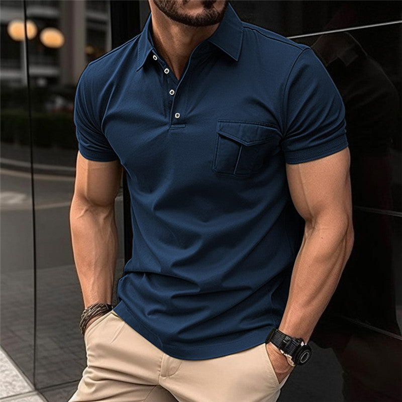 Men's Slim-fit Pocket Short-sleeved Sweater