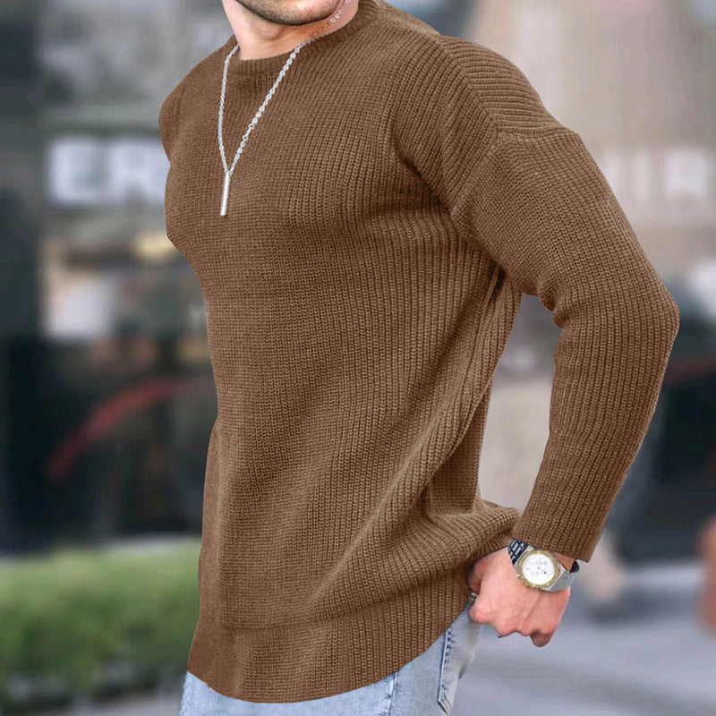 European And American Men's New Fashion Plain Knitted Casual Top
