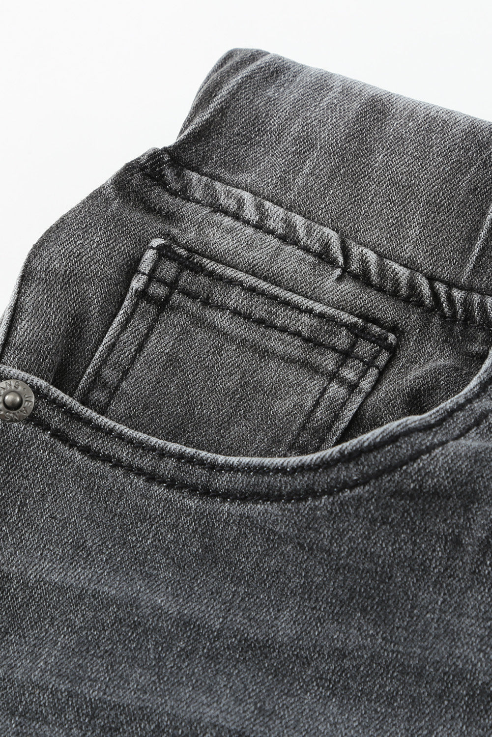 Dark Blue Casual Hole Drawstring Elastic Waist Jeans
