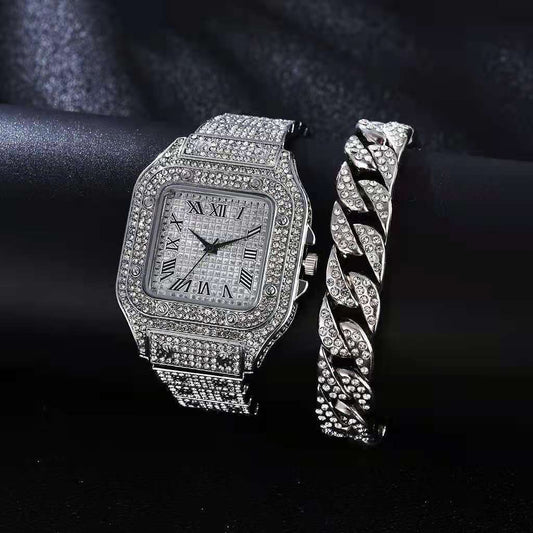 Square Diamond Steel Band Quartz Watch