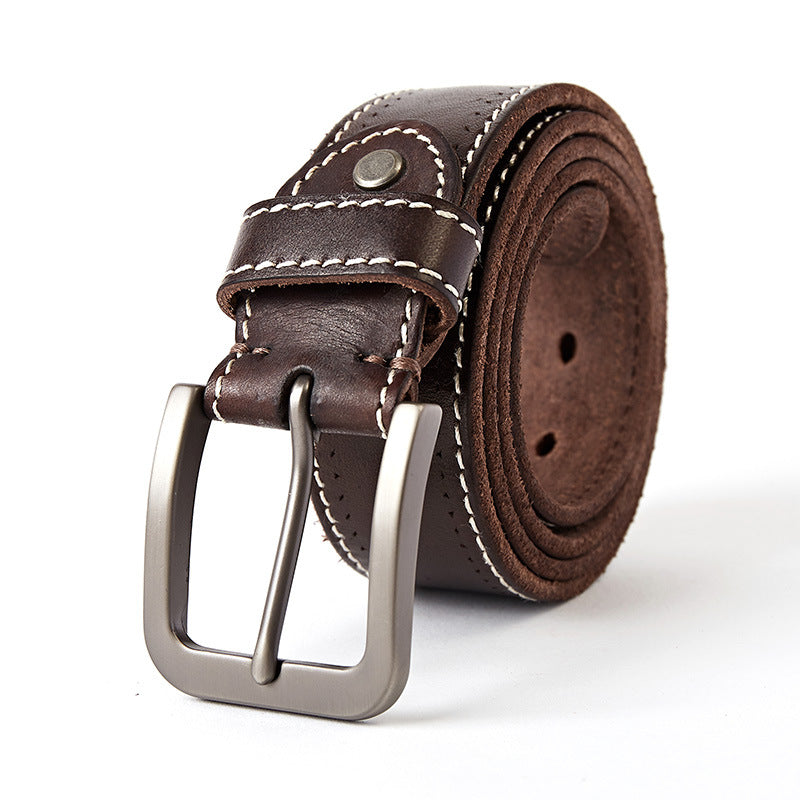 Washed leather belt