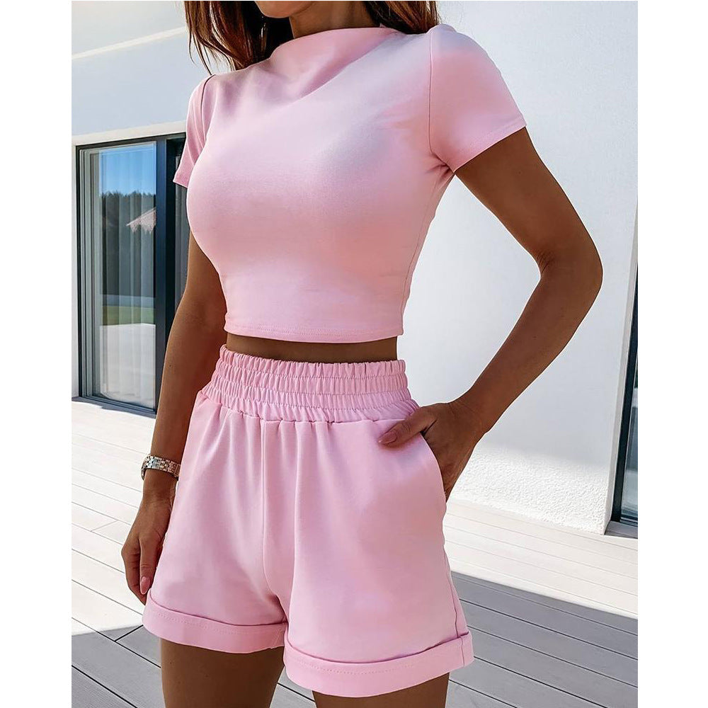 Short-sleeved women's fashion shorts suit