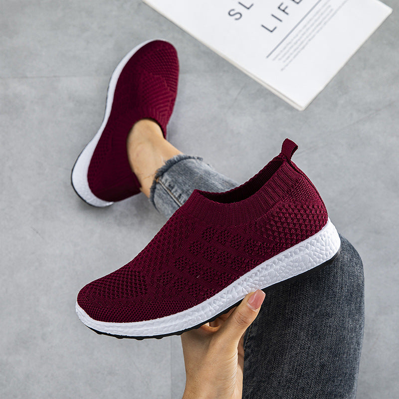 Lazy Shoes Stretch Casual Socks Shoes Women Flying Knit Sports Shoes