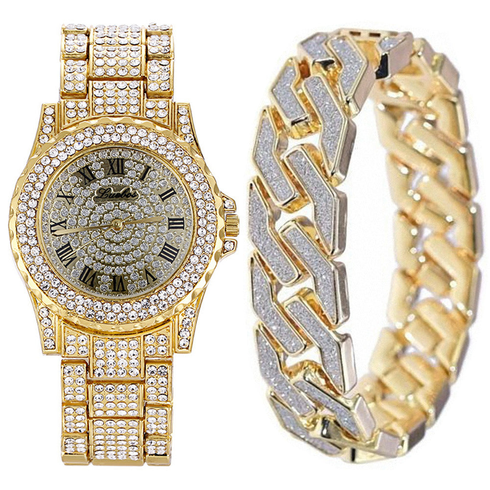 Men's Fashion Luxury Steel Band Quartz Watch Bracelet Set