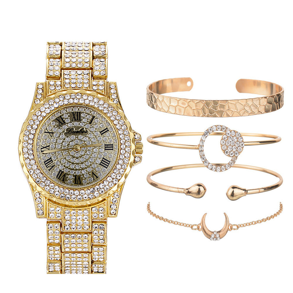 Men's Fashion Luxury Steel Band Quartz Watch Bracelet Set