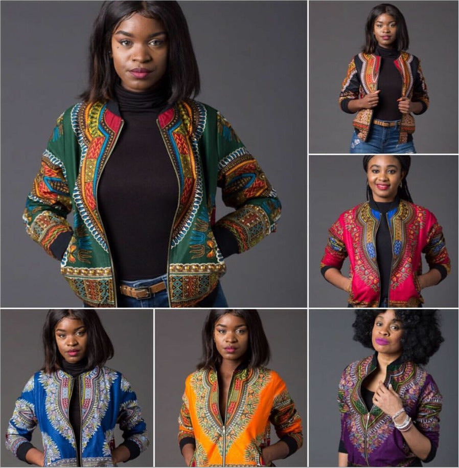 Printed African short coat women