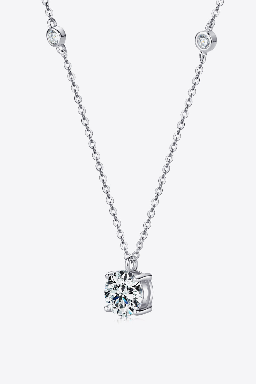 Moissanite 2 Carat 4-Prong 925 Sterling Silver Necklace