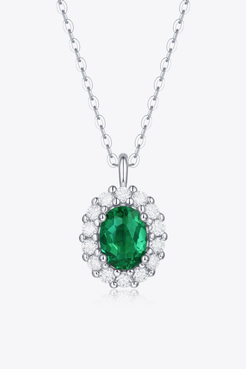 Jewelry 1.5 Carat Lab-Grown Emerald 925 Sterling Silver Necklace