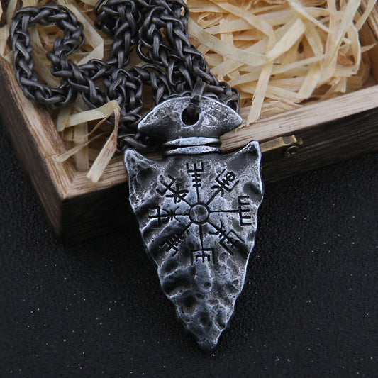 Alloy Triangle Rune Compass Compass Necklace