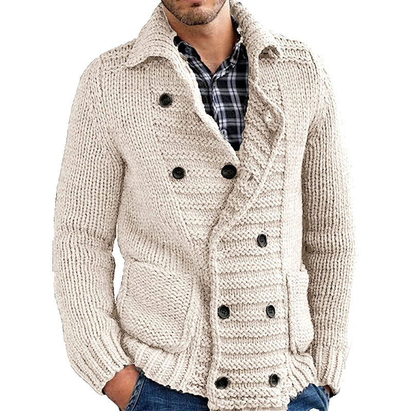 Men's Sweater Solid Color Lapel Cardigan Jacket