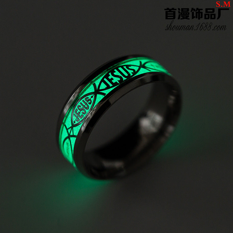 Luminous titanium steel ring