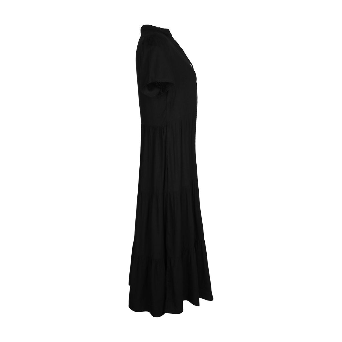 Notched Neck Single-Breasted Short Sleeve Dress