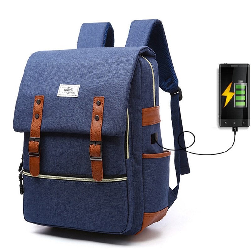 Canvas backpacks for laptop backpack with USB charging fashion travel