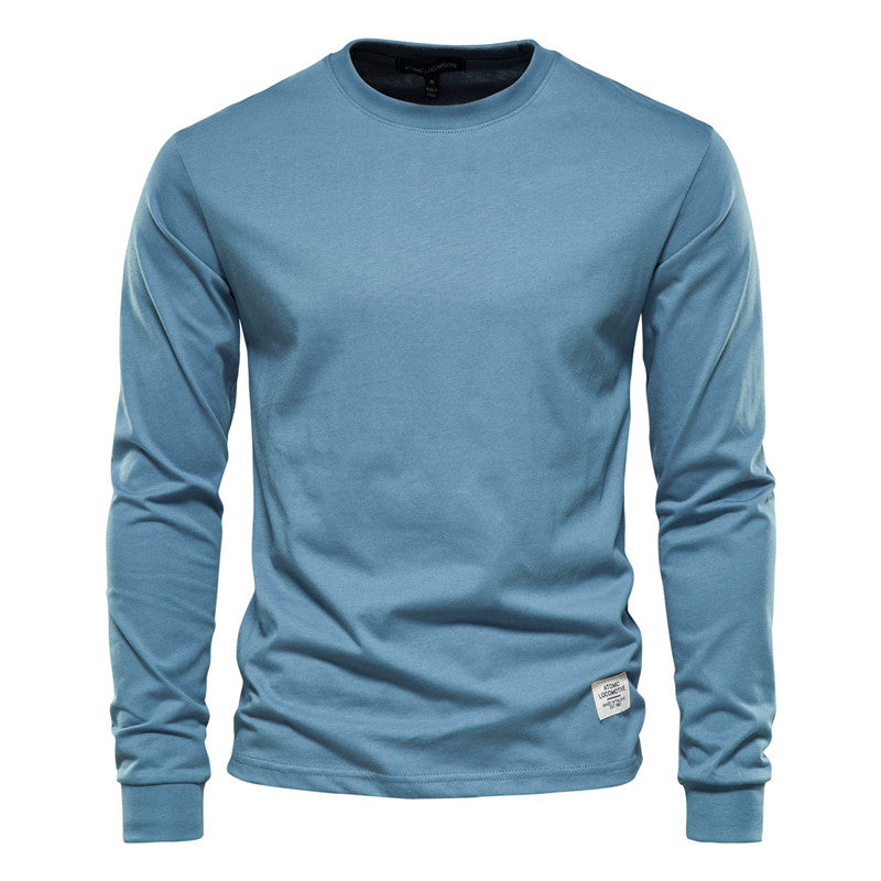 Men's Solid Color Round Neck Long-sleeved Top T-shirt