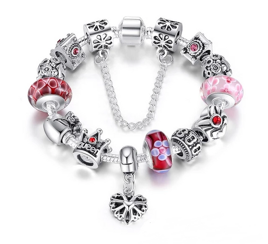 Glass beads alloy bracelet