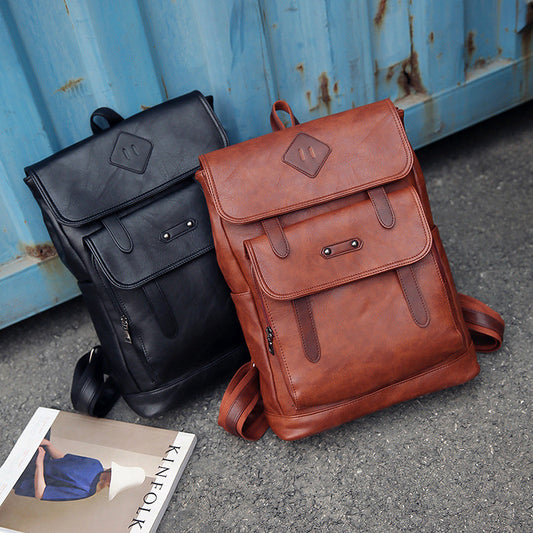 New fashion color leather retro Backpack Laptop computer backpack on behalf of a man