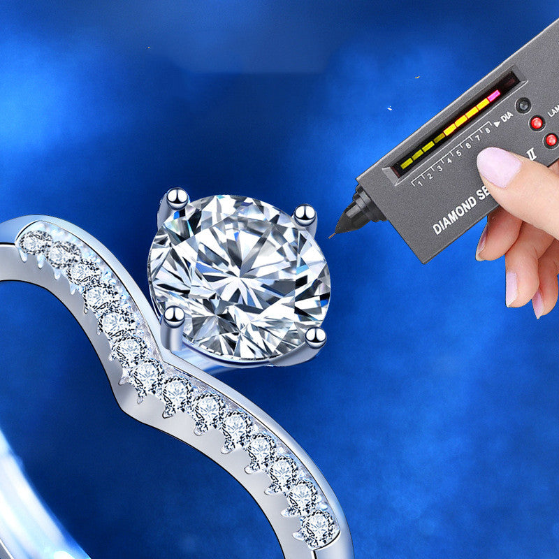 Sterling Silver Princess Crown 1 Carat Moissanite Ring