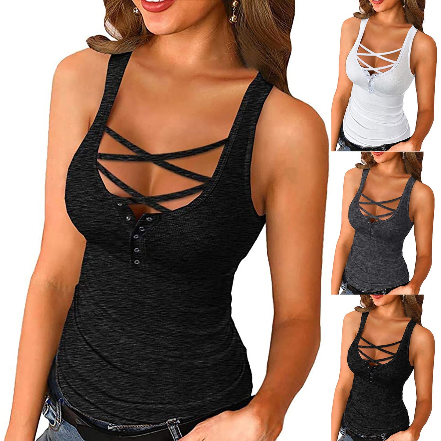 Strapping Small Tank Top Tight-fitting Suspender Knitted