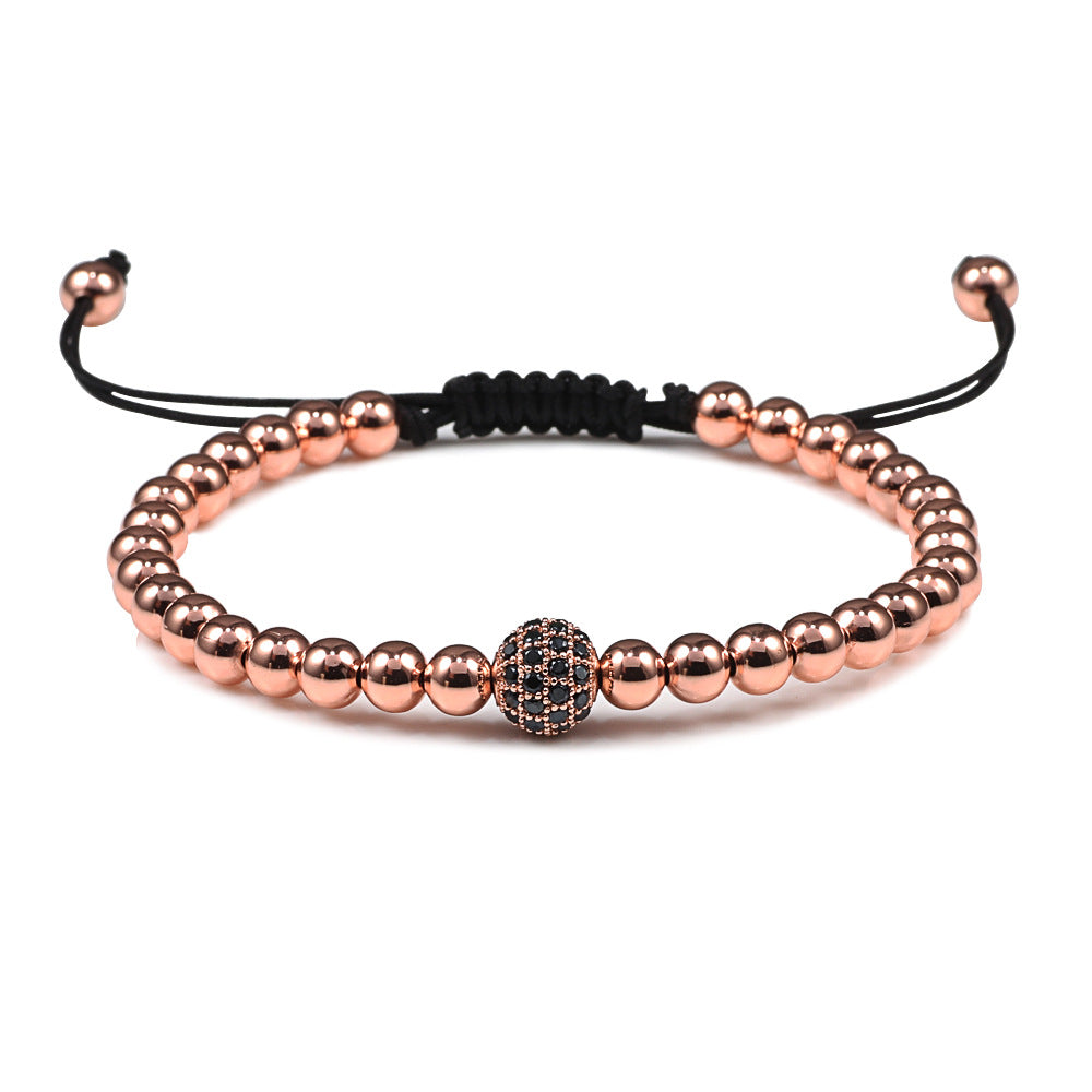 Copper Inlaid Zircon Diamond Ball Woven Bracelet