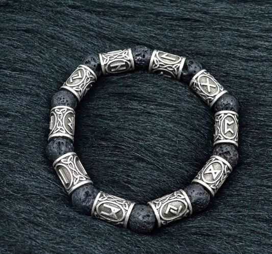 Volcanic Lava Stone Bracelet Viking Rune One Piece Dropshipping