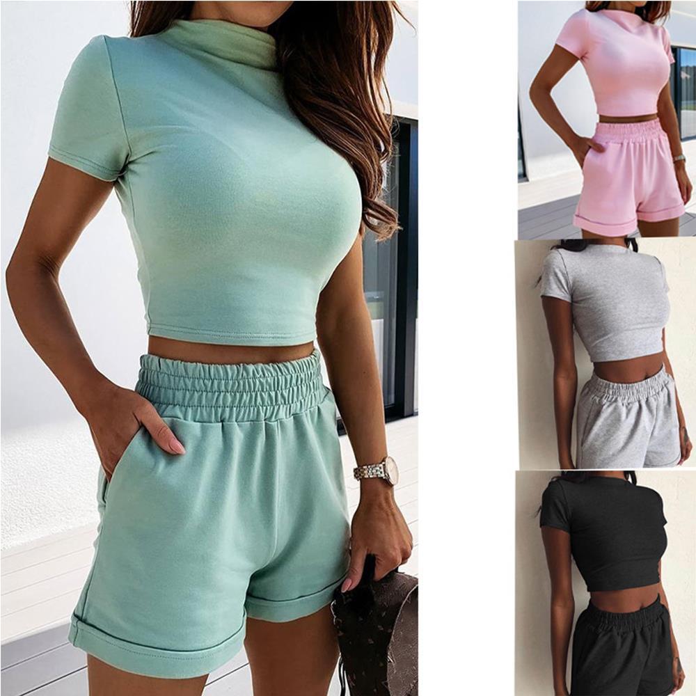 Short-sleeved women's fashion shorts suit