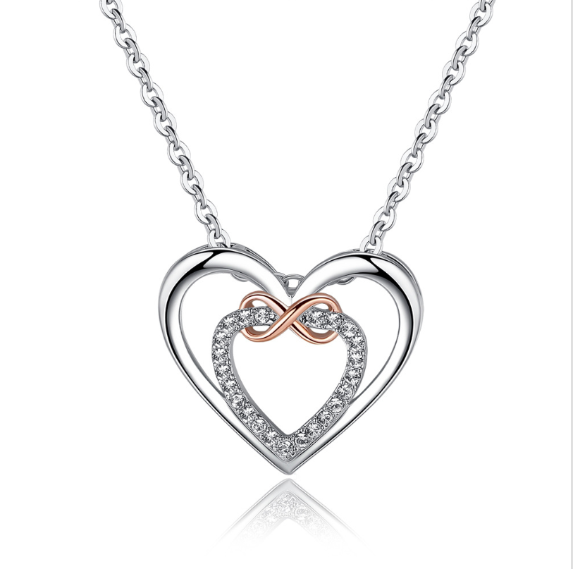 Pan home style Exquisite heart S925 sterling silver heart-shaped jewel necklace female net red with the same girl gift for girlfriend
