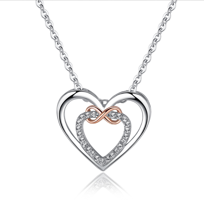 Pan home style Exquisite heart S925 sterling silver heart-shaped jewel necklace female net red with the same girl gift for girlfriend